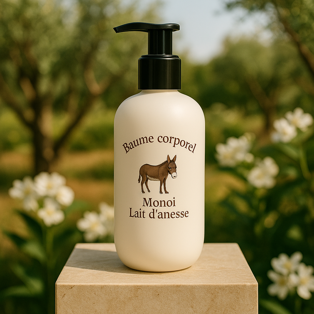 Baume corporel au lait d’ânesse bio 250 ml Monoï - Savonneries de Bormes