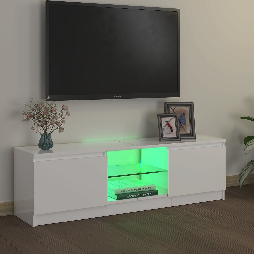 Meuble TV avec Éclairage LED – 120x30x36 cm – Finition Magnifique