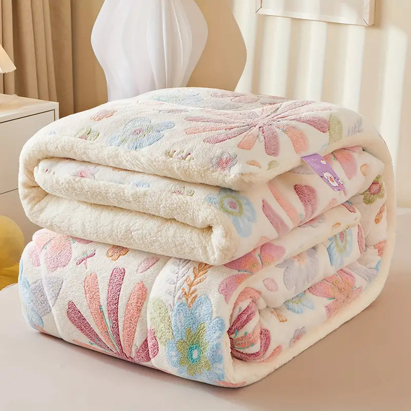 Couette en Polaire Imprimée de Fleurs – Douce et Confortable – Literie Toutes Saisons