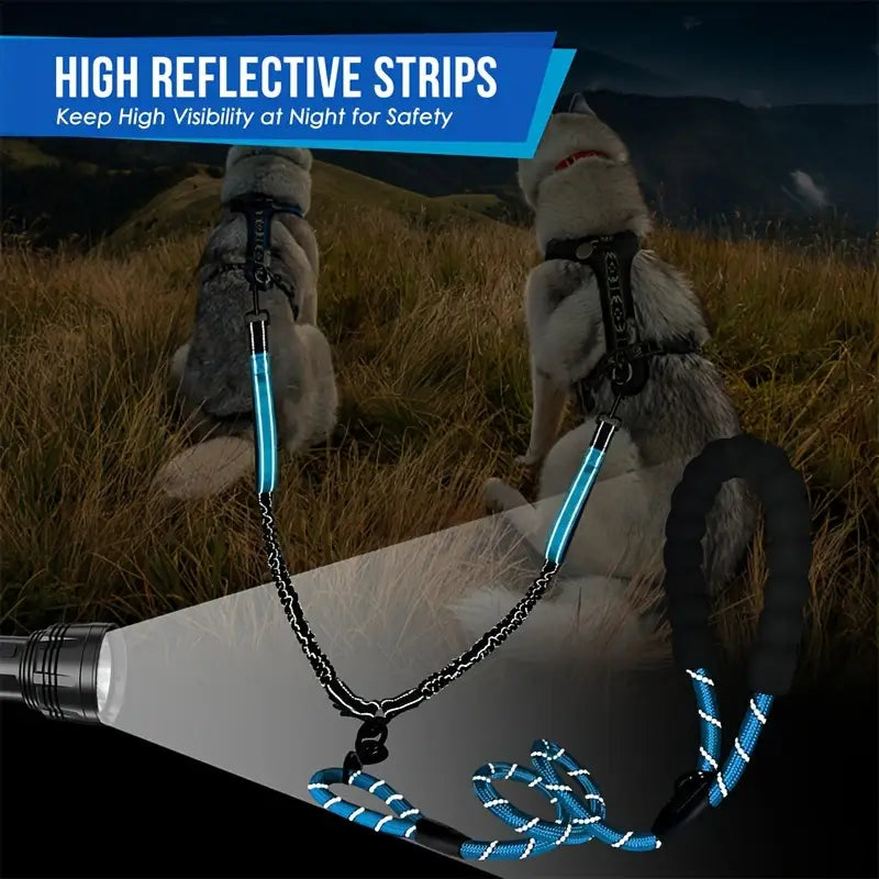 Laisse de Promenade Double Réfléchissante – Confort & Sécurité pour Deux Chiens
