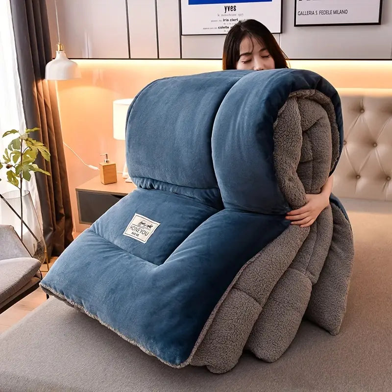 Couette Douillette en Polaire Lait – Noire | Literie Matelassée Confort