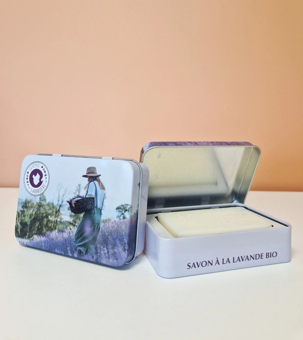 Boite alu & Savon Naturel Lavande Bio "La Petite Lavandière" - Nicolosi Créations