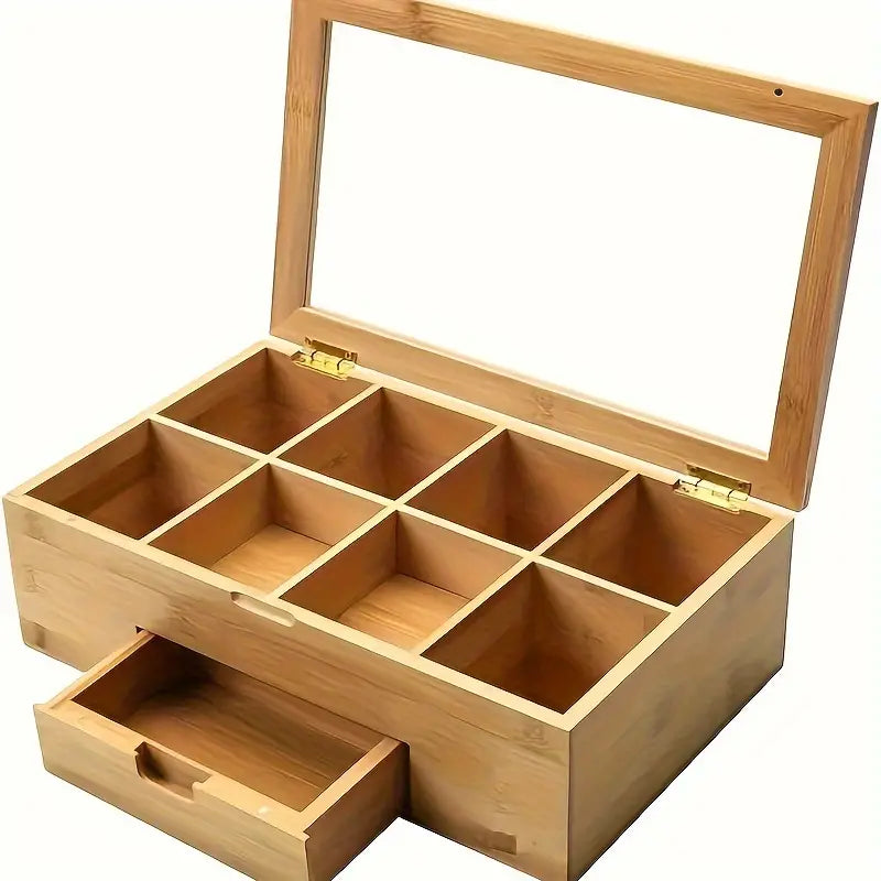 Bamboo Tea Box with Clear Lid