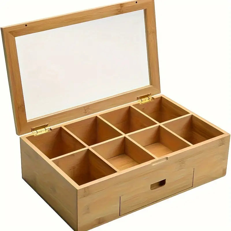 Bamboo Tea Box with Clear Lid