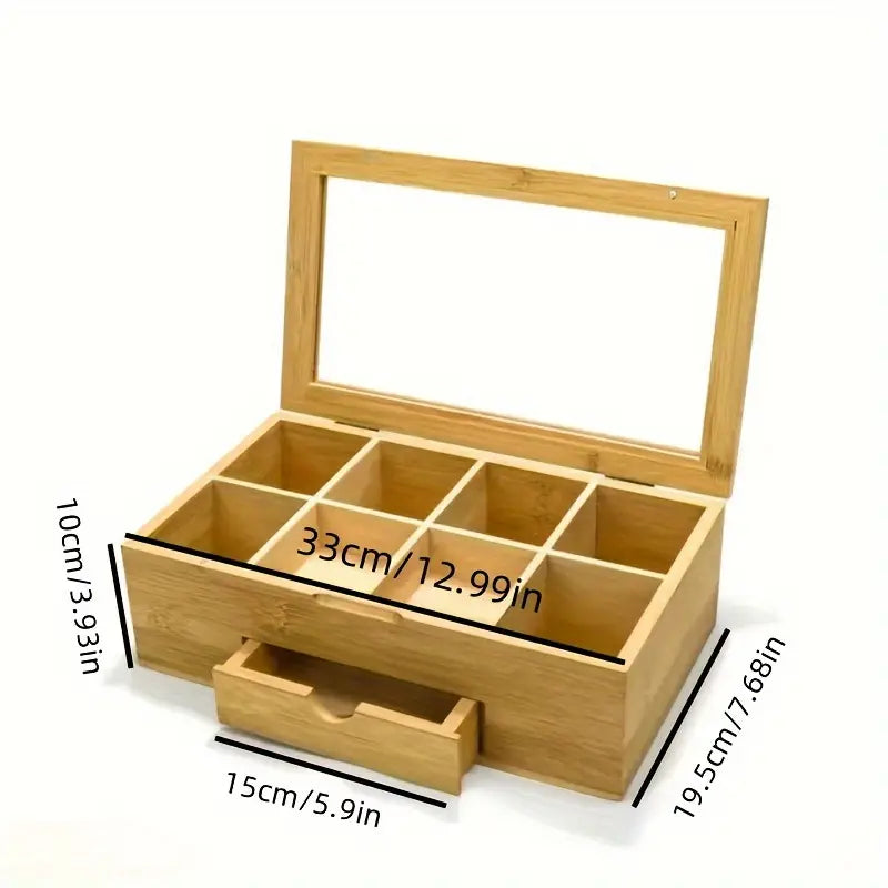 Bamboo Tea Box with Clear Lid