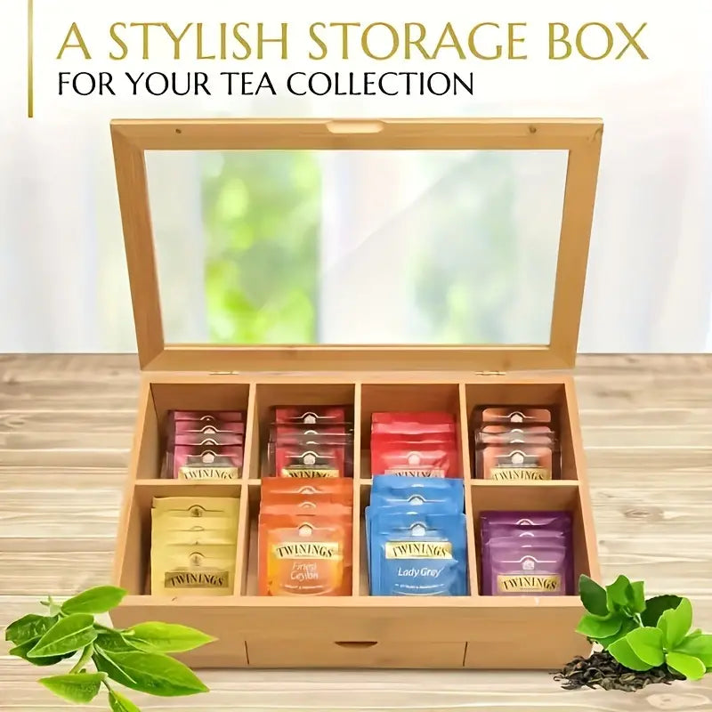 Bamboo Tea Box with Clear Lid