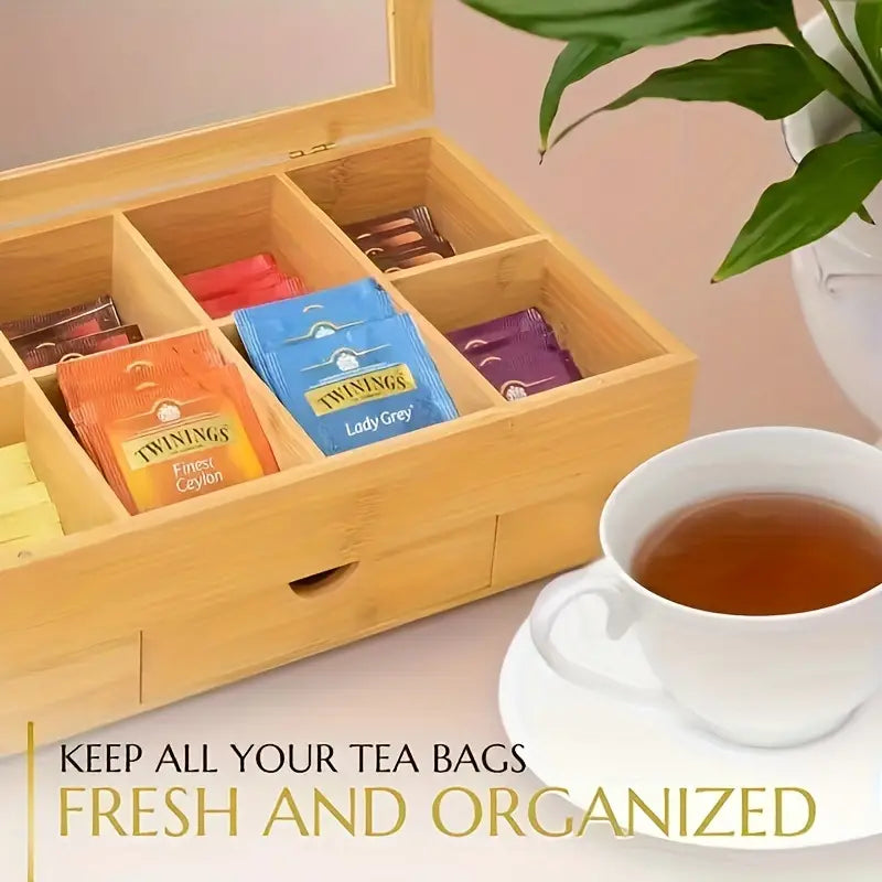 Bamboo Tea Box with Clear Lid