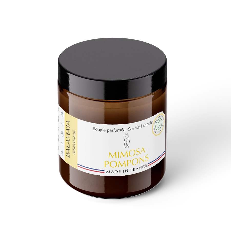 Duftkerze mit Pommadier. 140G – Mimosa-Pompons – Balamata