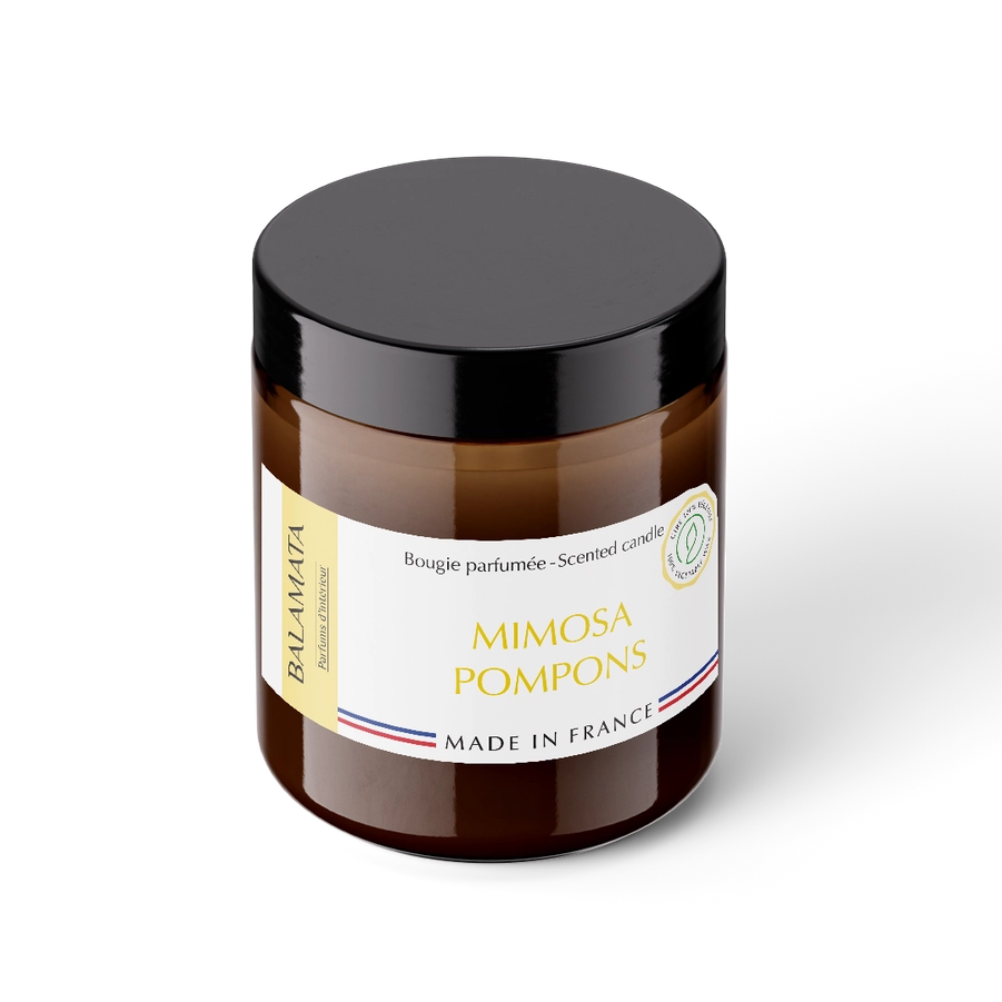 Duftkerze mit Pommadier. 140G – Mimosa-Pompons – Balamata