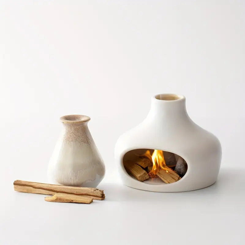 Brûleur de Palo Santo & Sauge en Céramique avec Cheminée – Design Élégant