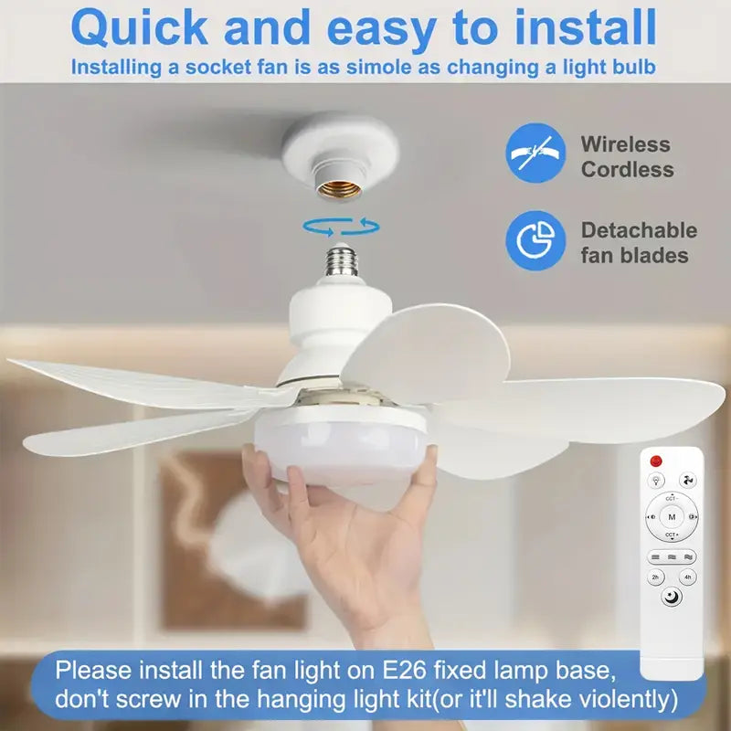 Ventilateur de Plafond Intelligent avec Télécommande & Lumière LED