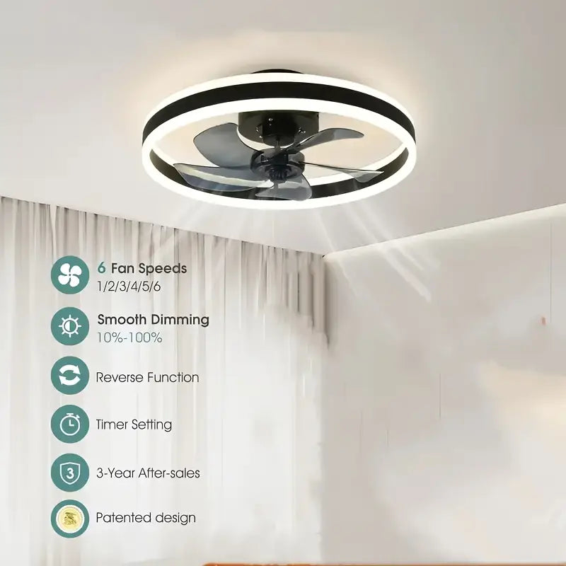 Ventilateur de Plafond Moderne à LED 50 cm