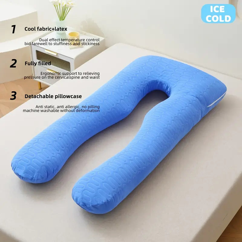 Oreiller de Grossesse en Forme U – Confort, Soutien & Fraîcheur Totale