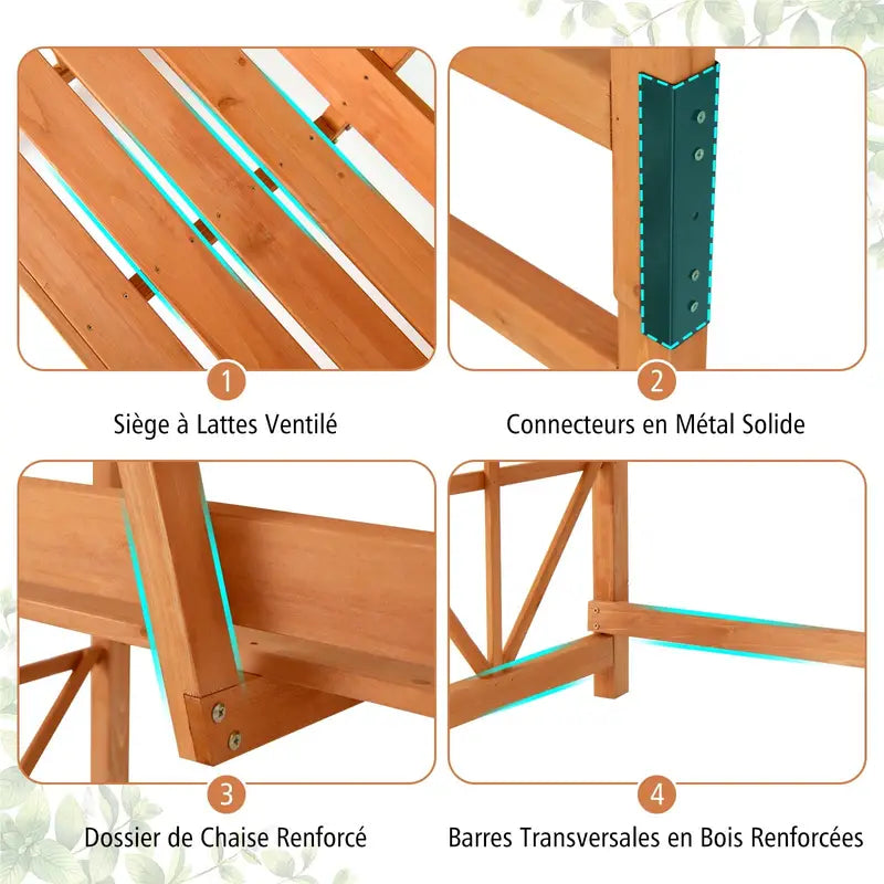 Arche de Jardin avec Banc 2 Places – Siège Décoratif en Bois