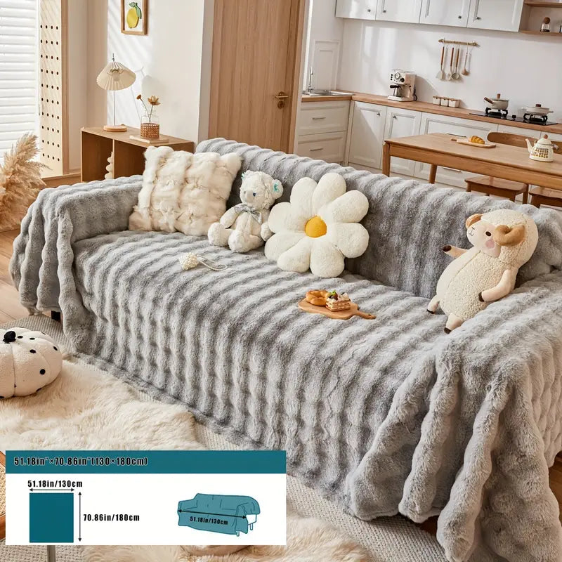 Faux Fur Sofa Cover - Soft and Non-Slip Protection