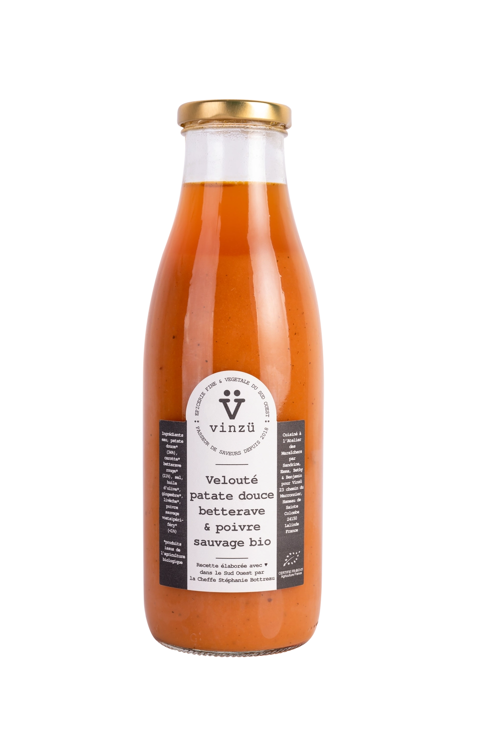 Velouté soupe de patate douce betterave poivre sauvage bio - Vinzü