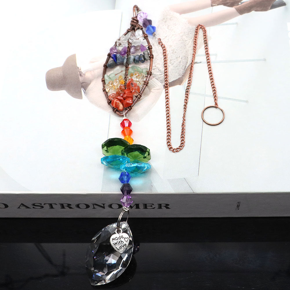 Attrape-Soleil en Cristal – Arbre de Vie Suspendu avec Prismes Arc-en-Ciel