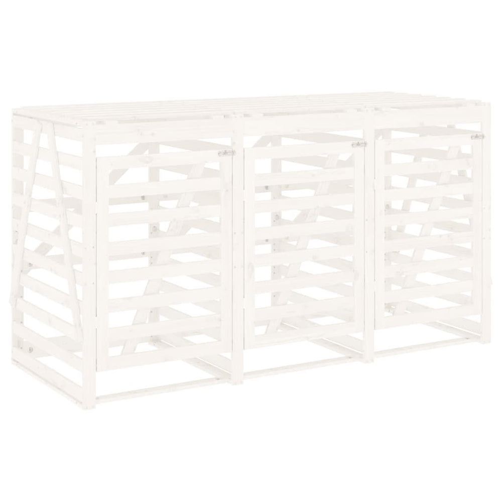 Abri pour poubelles triple en bois - Design ventilé et pratique Bois Blanc