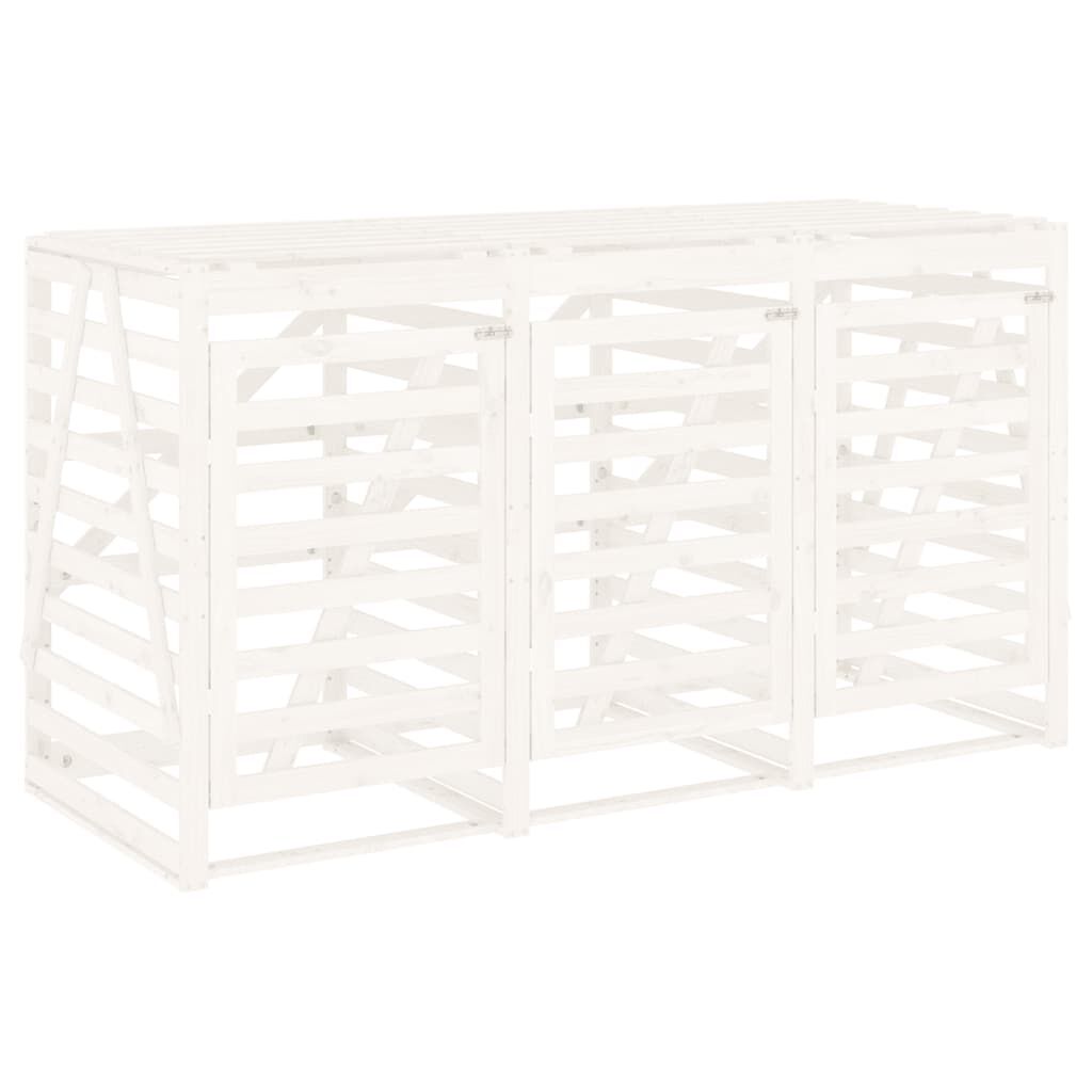Abri pour poubelles triple en bois - Design ventilé et pratique Bois Blanc