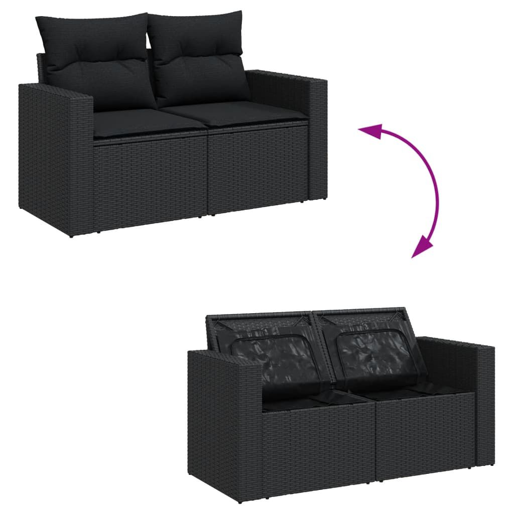 Salon de jardin 11 pcs en résine tressée – Confort et style - Noir