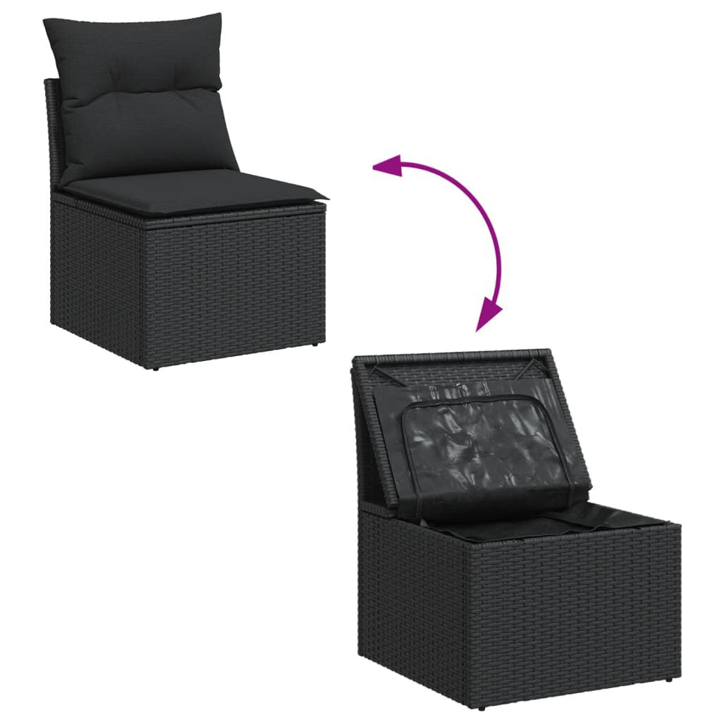 Salon de jardin 11 pcs en résine tressée – Confort et style - Noir
