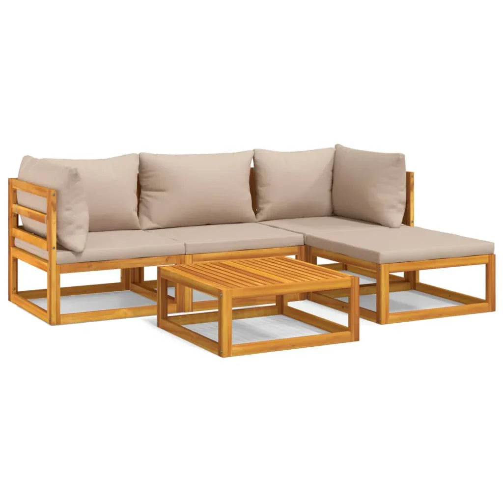 Salon de jardin 12 pcs en bois d’acacia – Élégance et confort Taupe