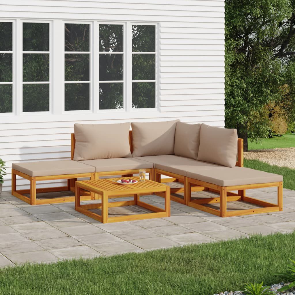 Salon de jardin 12 pcs en bois d’acacia – Élégance et confort Taupe