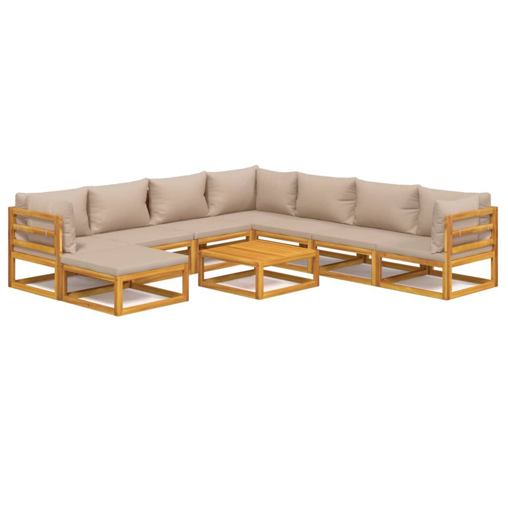 Salon de jardin 12 pcs en bois d’acacia – Élégance et confort Taupe