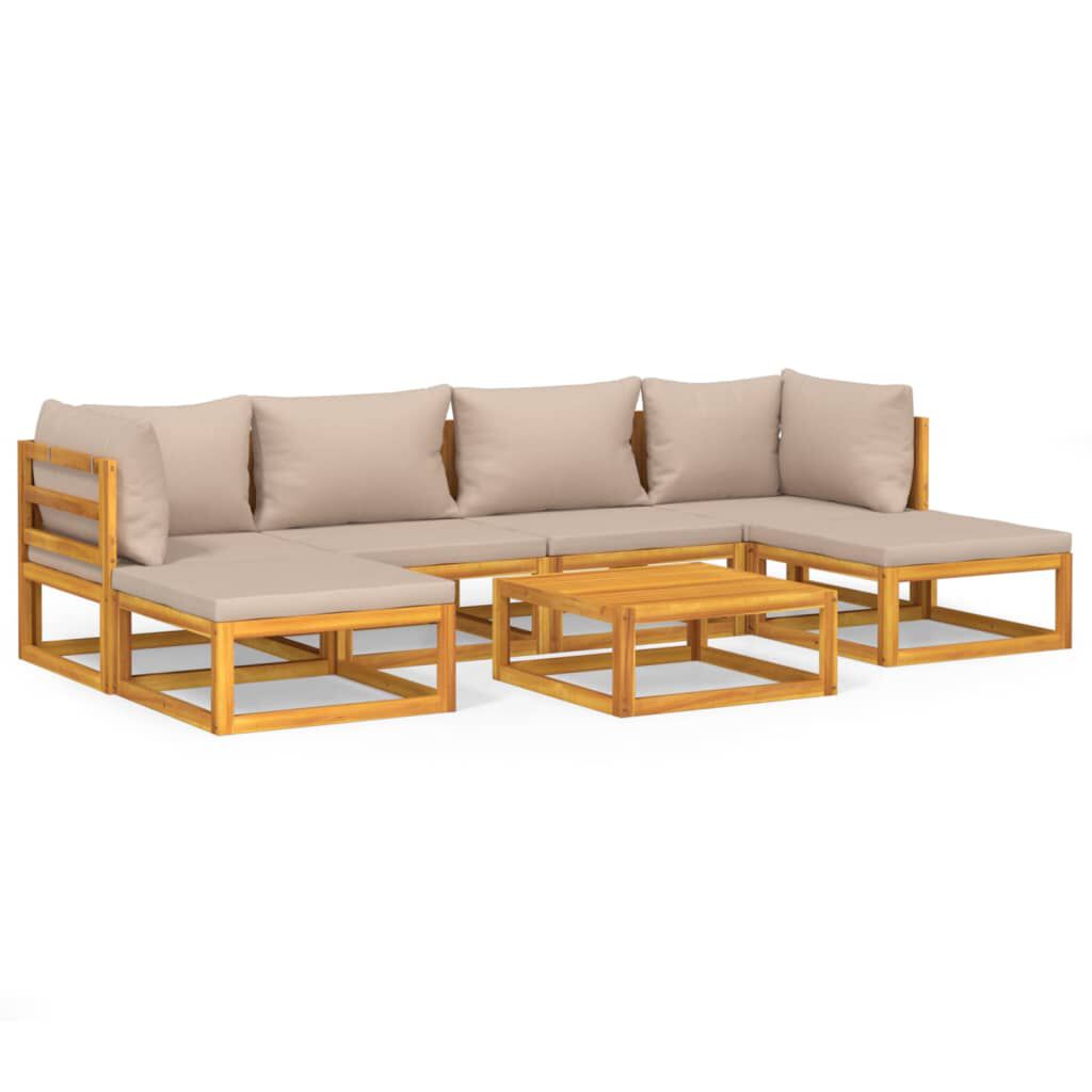 Salon de jardin 12 pcs en bois d’acacia – Élégance et confort Taupe