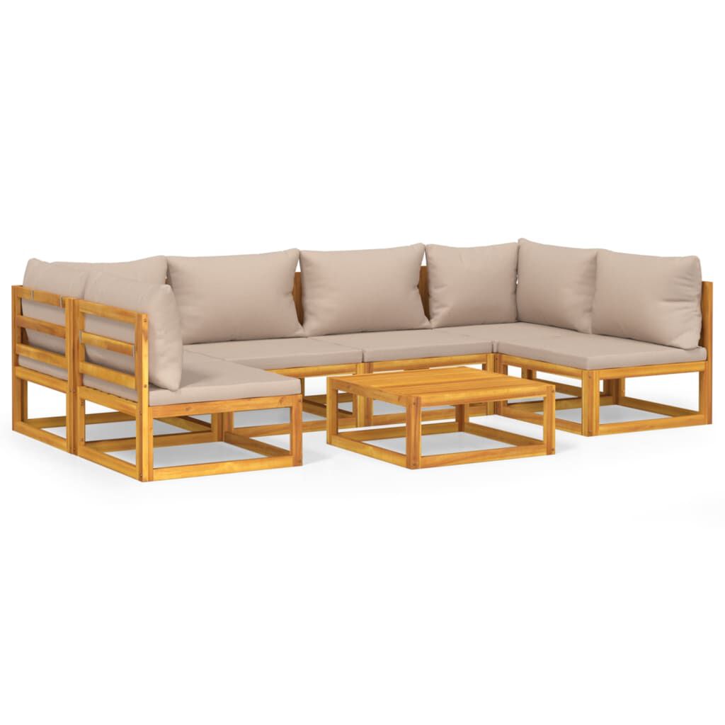 Salon de jardin 12 pcs en bois d’acacia – Élégance et confort Taupe