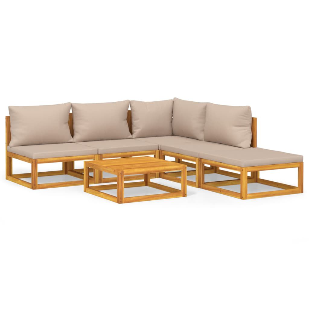 Salon de jardin 12 pcs en bois d’acacia – Élégance et confort Taupe