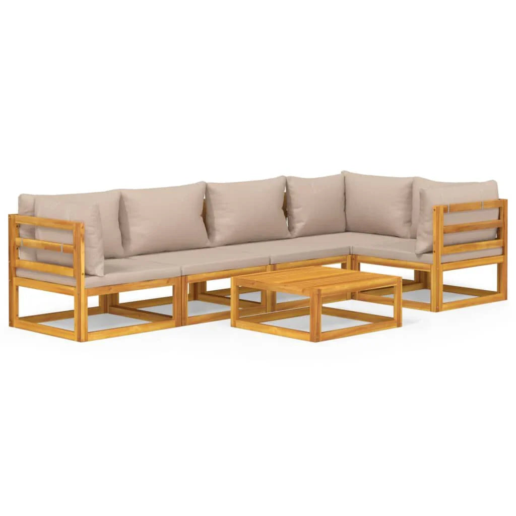 Salon de jardin 12 pcs en bois d’acacia – Élégance et confort Taupe