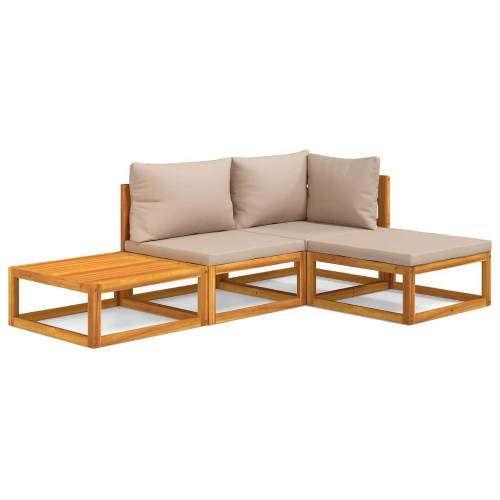 Salon de jardin 12 pcs en bois d’acacia – Élégance et confort Taupe