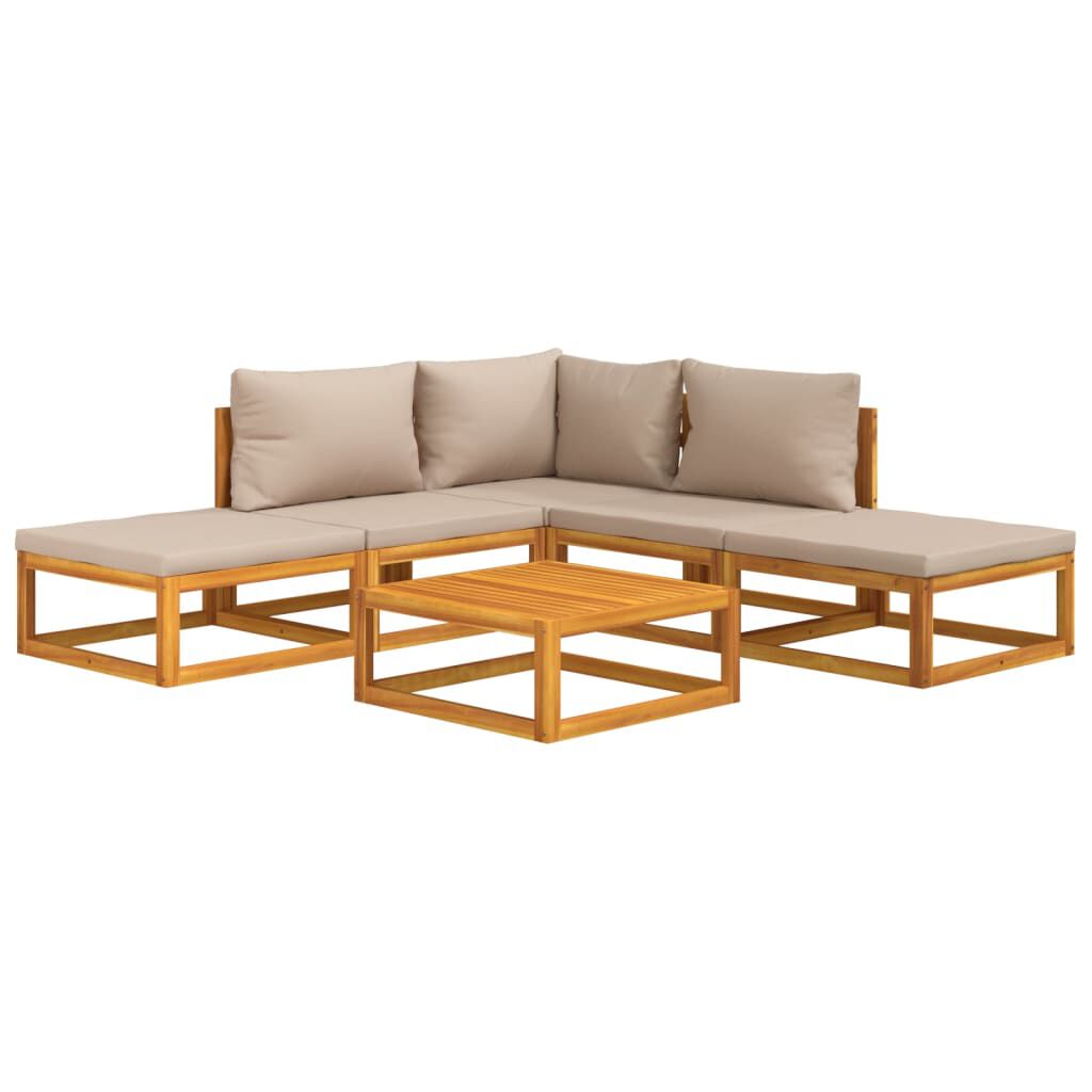 Salon de jardin 12 pcs en bois d’acacia – Élégance et confort Taupe