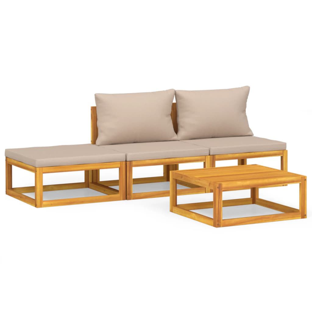 Salon de jardin 12 pcs en bois d’acacia – Élégance et confort Taupe