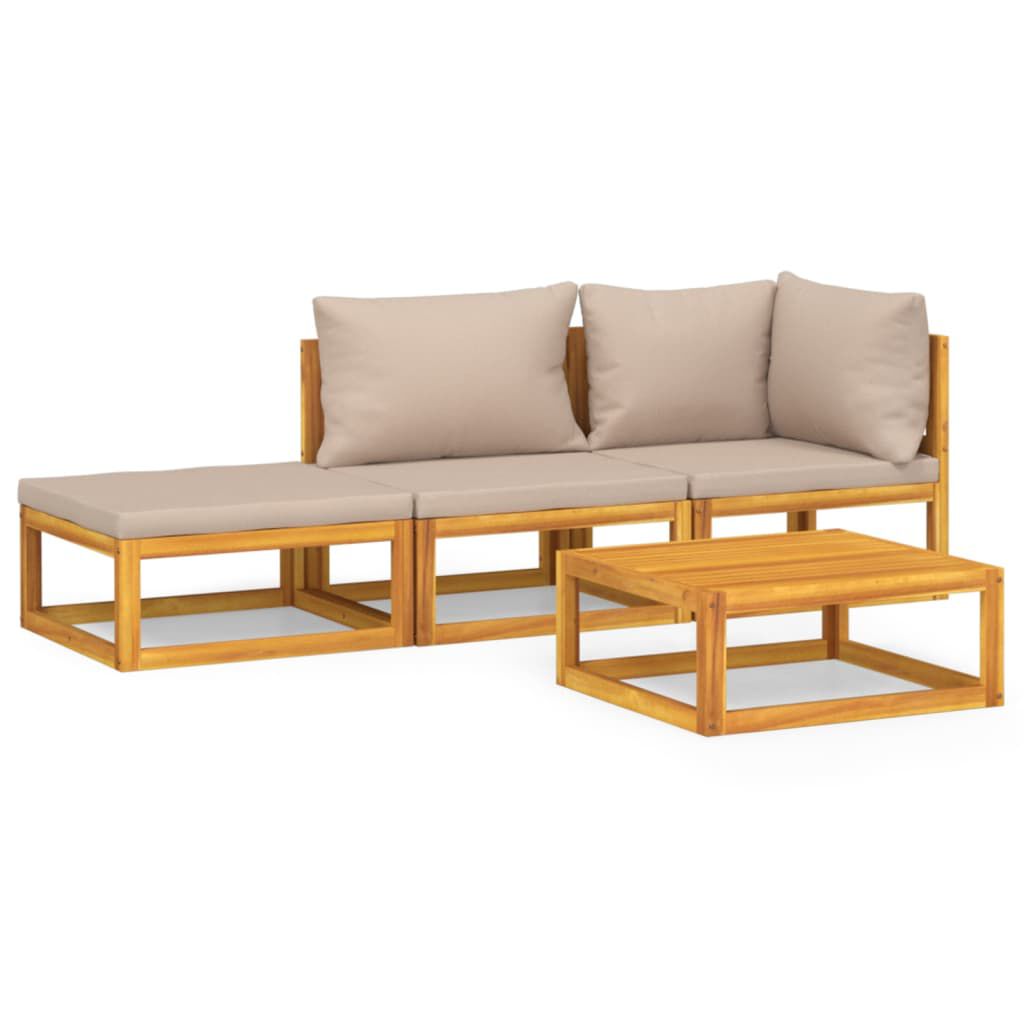 Salon de jardin 12 pcs en bois d’acacia – Élégance et confort Taupe