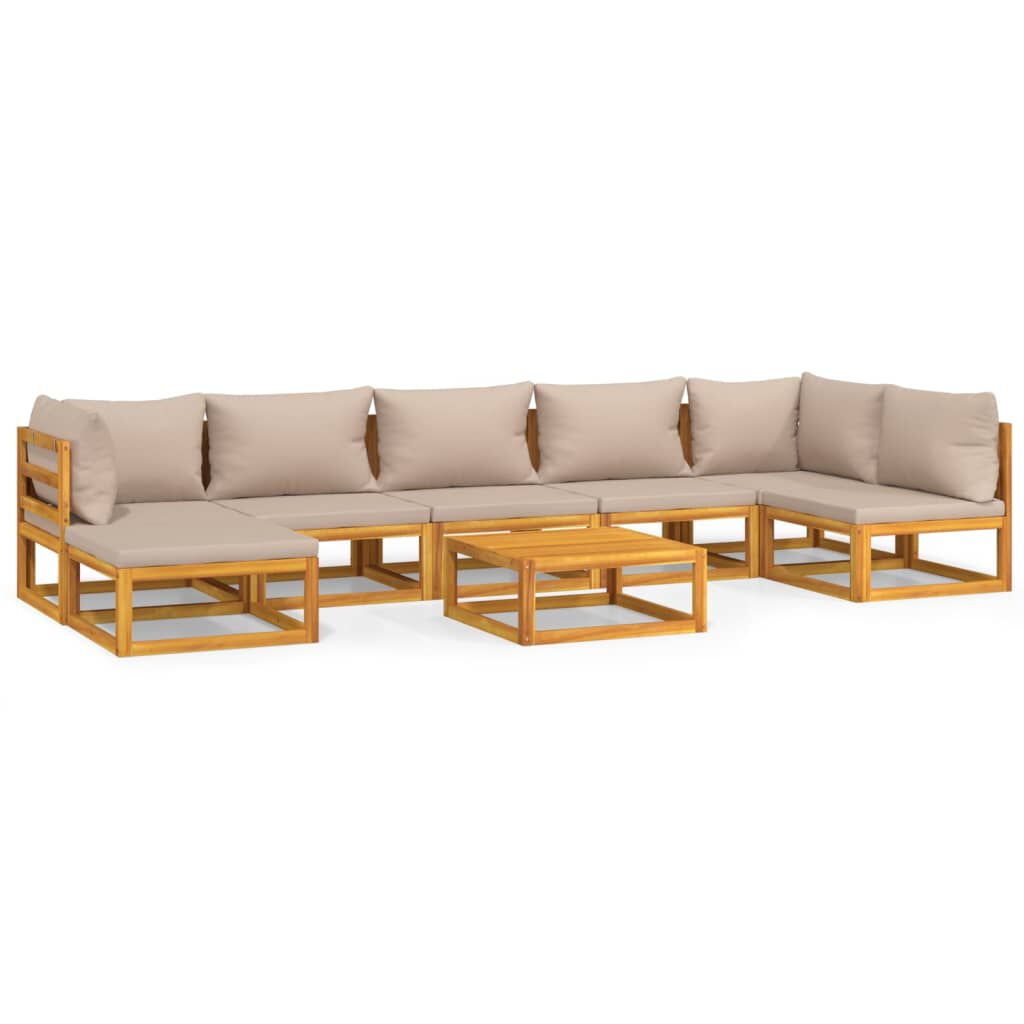 Salon de jardin 12 pcs en bois d’acacia – Élégance et confort Taupe