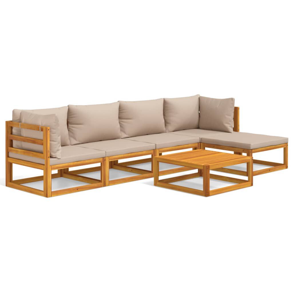 Salon de jardin 12 pcs en bois d’acacia – Élégance et confort Taupe