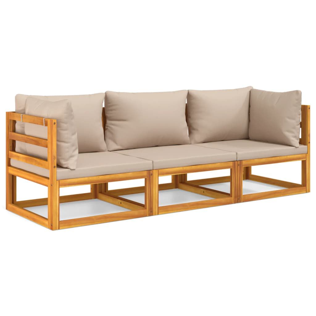 Salon de jardin 12 pcs en bois d’acacia – Élégance et confort Taupe