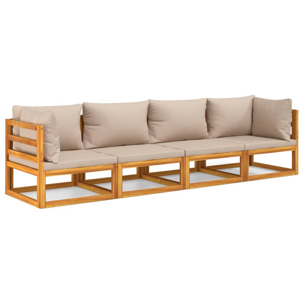 Salon de jardin 12 pcs en bois d’acacia – Élégance et confort Taupe