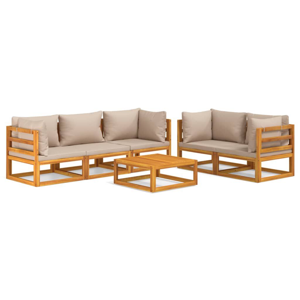 Salon de jardin 12 pcs en bois d’acacia – Élégance et confort Taupe