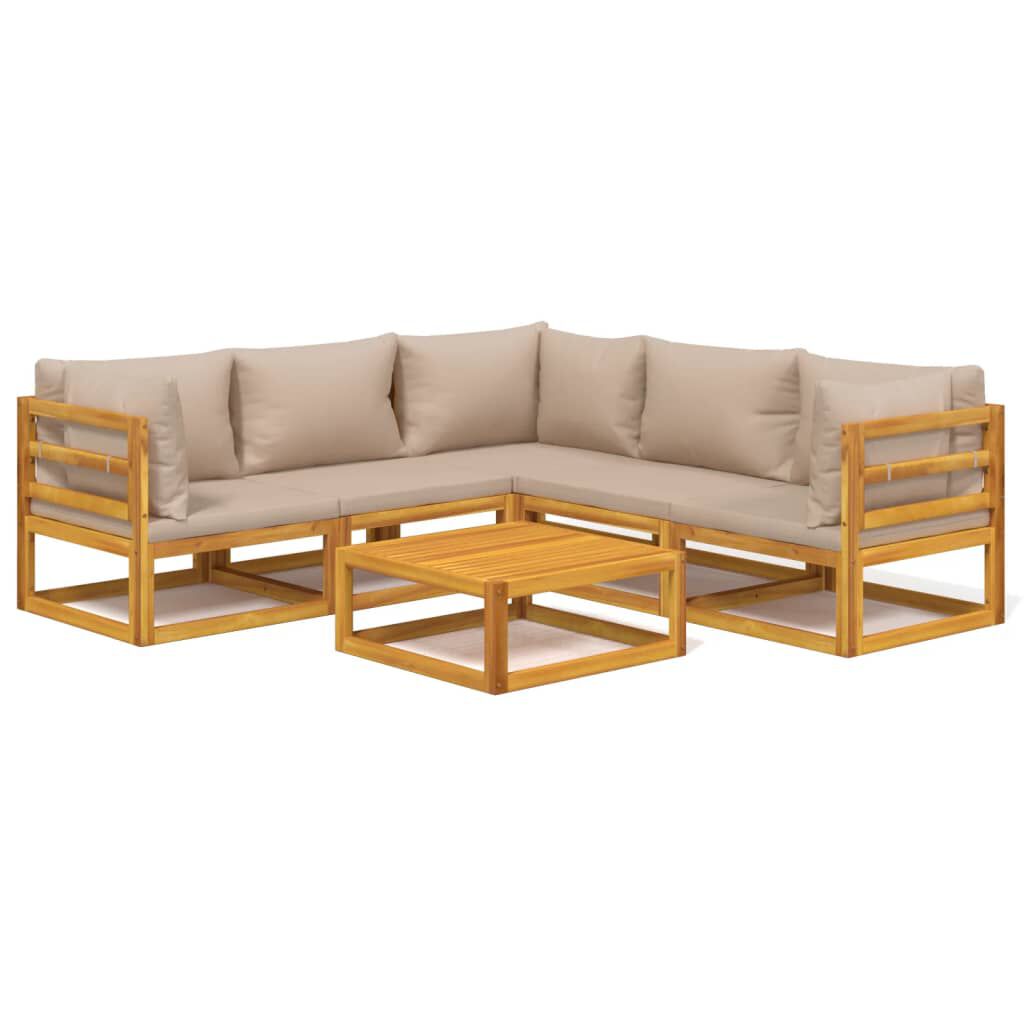 Salon de jardin 12 pcs en bois d’acacia – Élégance et confort Taupe