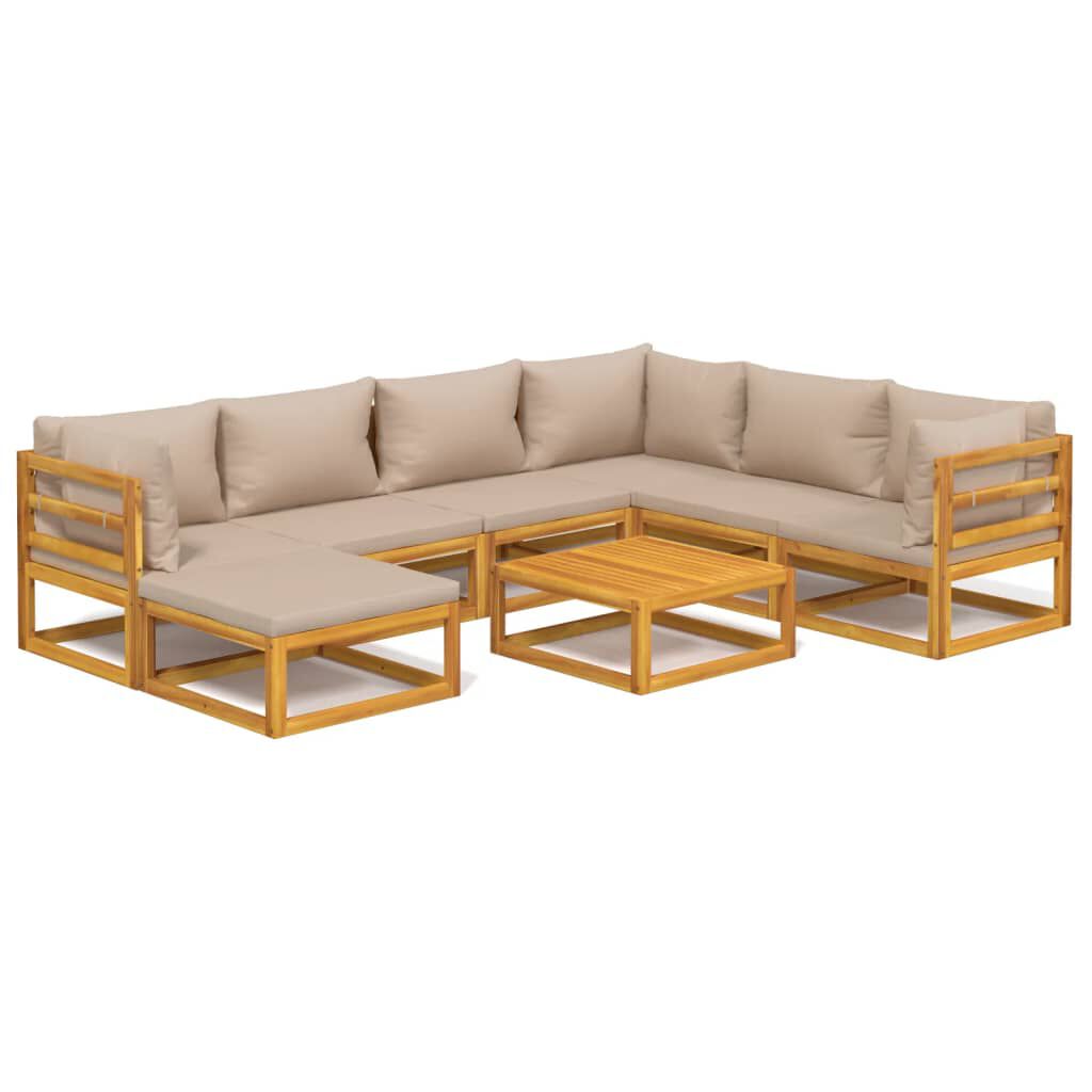 Salon de jardin 12 pcs en bois d’acacia – Élégance et confort Taupe