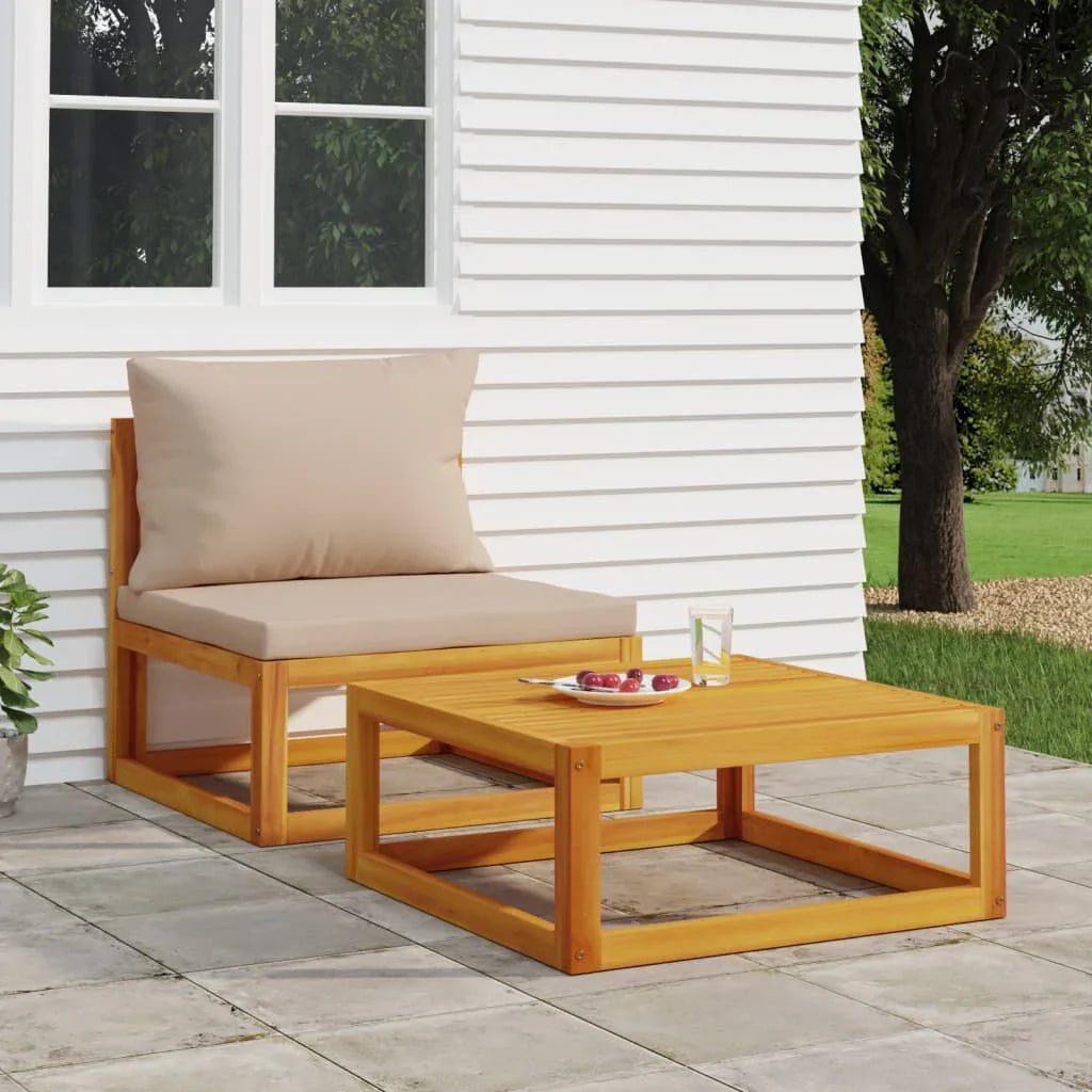 Salon de jardin 2 pcs bois d’acacia – Élégance & confort Taupe