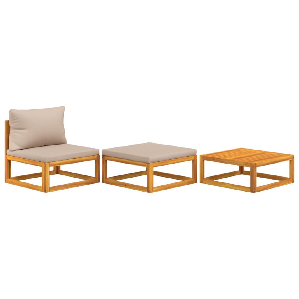 Salon de jardin 2 pcs bois d’acacia – Élégance & confort Taupe