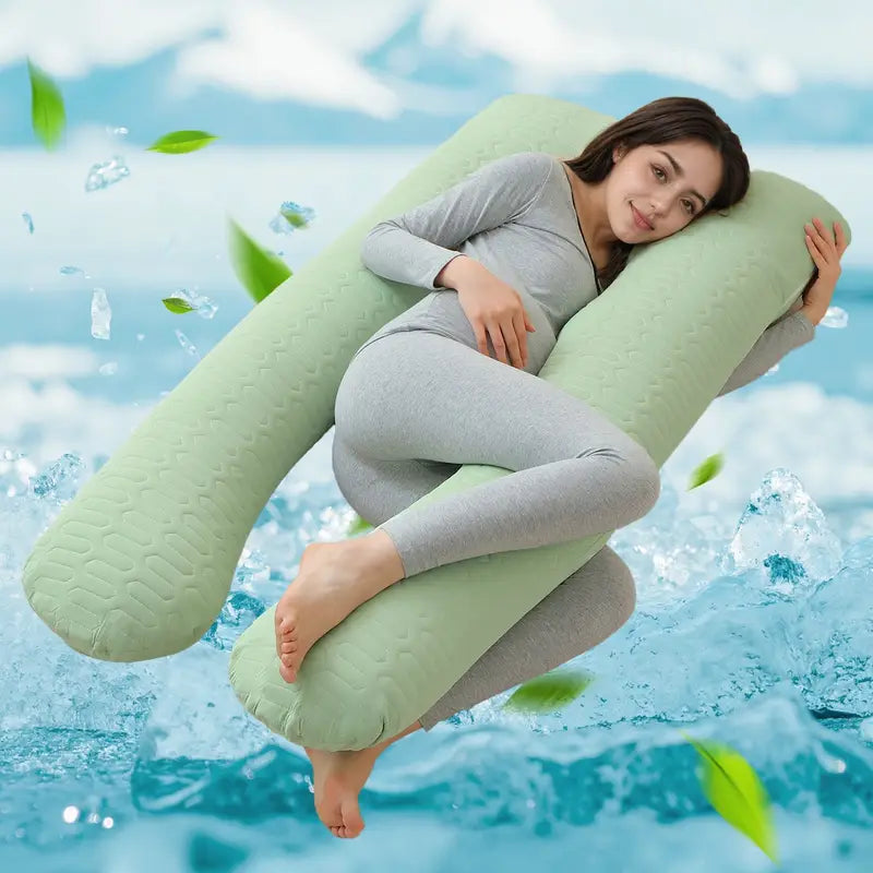Oreiller de Grossesse en Forme U – Confort, Soutien & Fraîcheur Totale