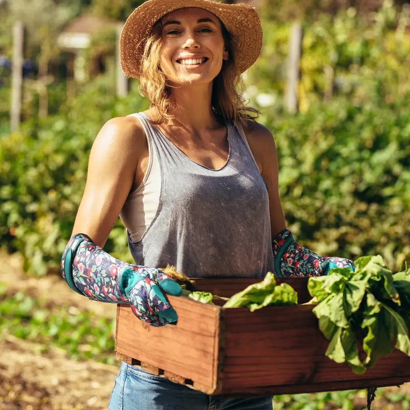 Gants de Jardinage Respirants à Manches Longues – Imprimé Floral