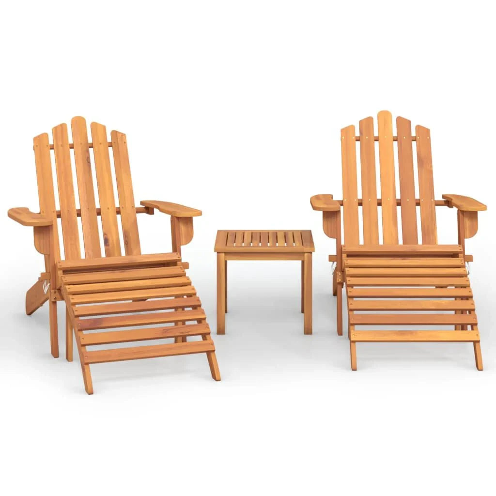 Salon de jardin Adirondack 3 pcs en bois d’acacia massif Marron