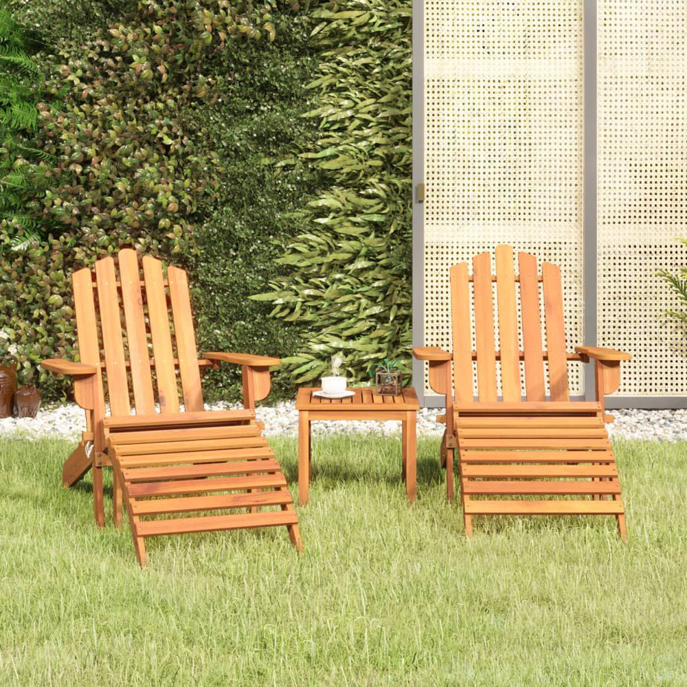 Salon de jardin Adirondack 3 pièces en bois d’acacia massif Marron