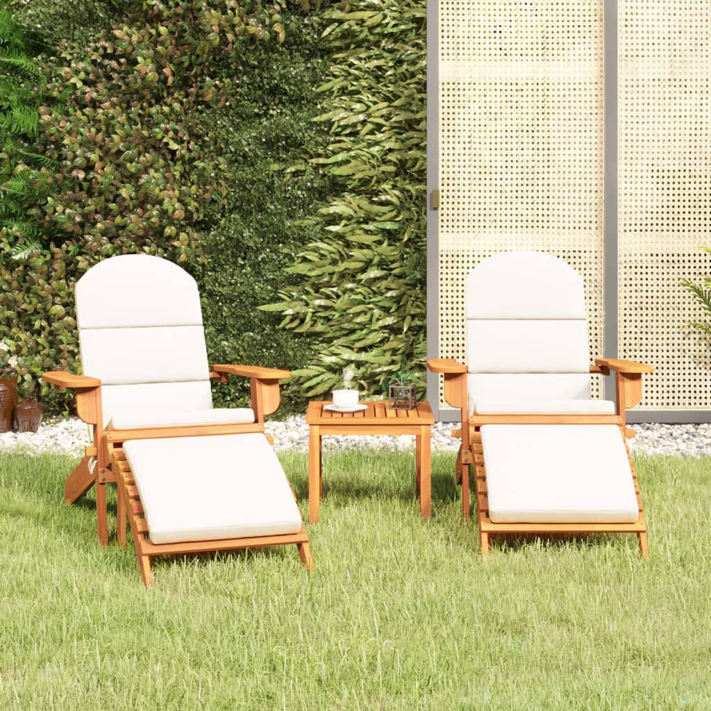 Salon de jardin Adirondack 3 pcs en bois d’acacia massif Blanc